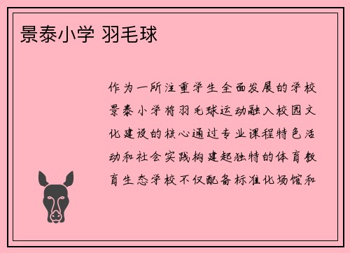 景泰小学 羽毛球